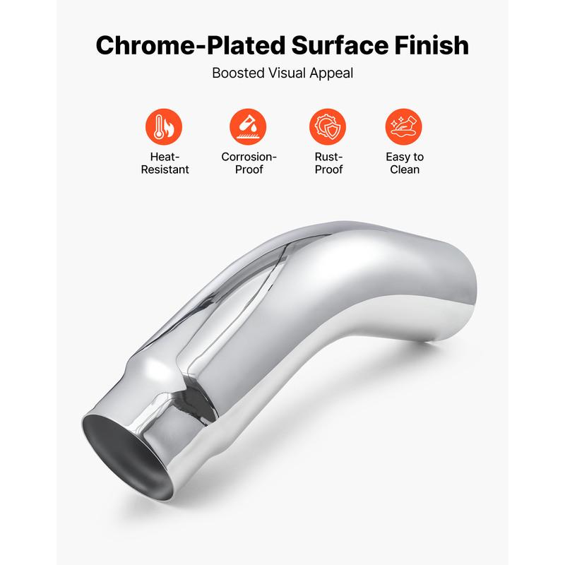 SucceBuy Elbow Exhaust Tip Chrome Turn Down Exhaust Tip w/ Clamp for Truck Car Chrome Structure for High Temperature Resistance