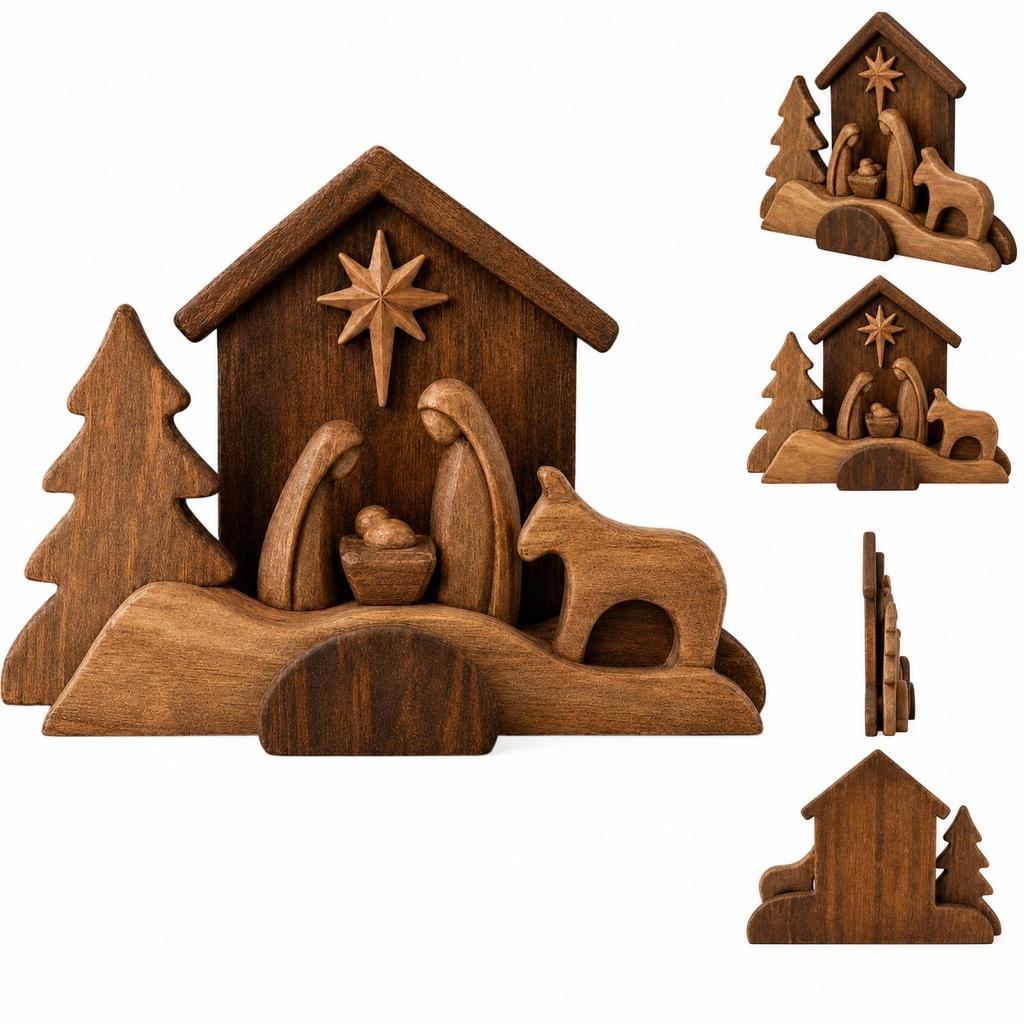Scene Christmas Figurine Holiday Decorative Ornament for Home Tabletop Display