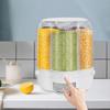 Large 6-Grid Rotating Grain Storage Bin - 27.56LBS One-Click Food Dispenser Sealed Moisture-Proof Rice Container for Rice Nut