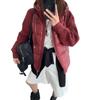 Hooded zipper splicing cotton clothes knitted cardigan spring new loose soft waxy high-end sweater jacket women