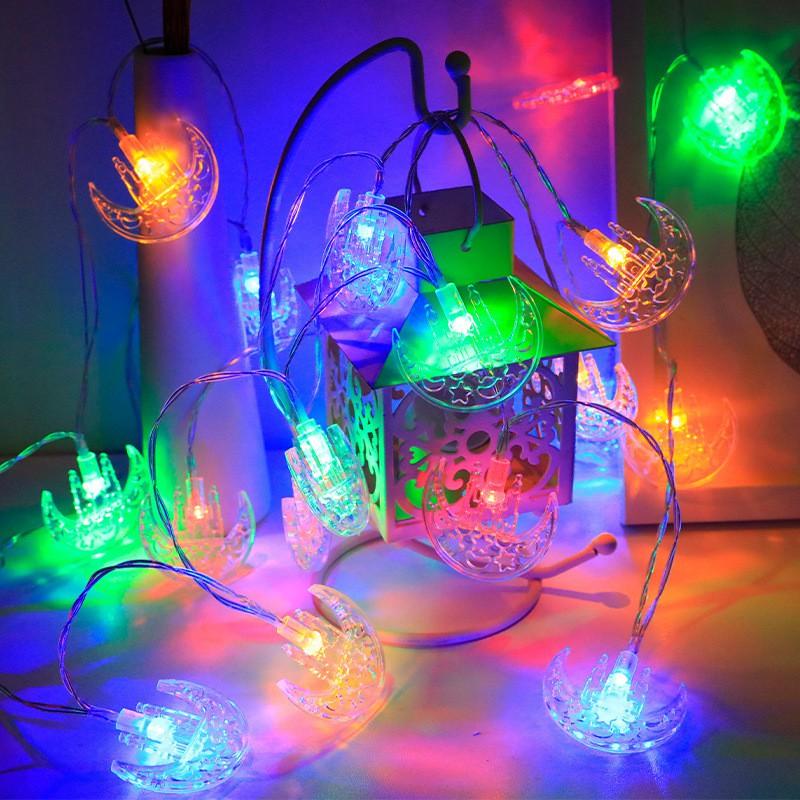 LED String Lights Ramadan Eid Decorations Star Moon Castle Theme Indoor Outdoor Festival Lighting