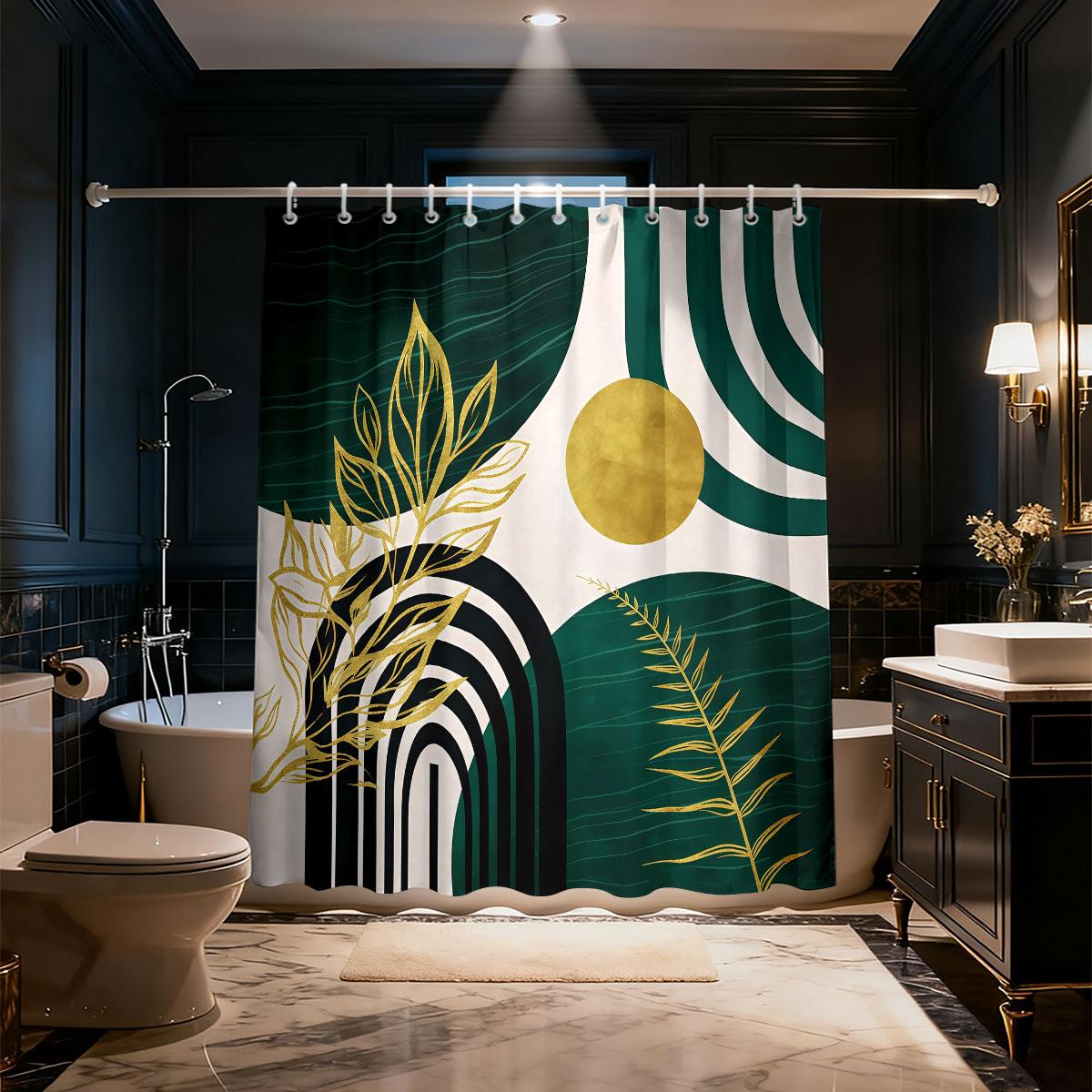 

1Pc Abstract Line Printed Shower Curtain Multi Size Partition Privacy Hanging Curtain With 12 Hooks Fashion Bathroom Decoration W60H190(CM)-1 Pcs