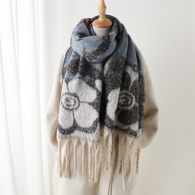 

Black Scarf Cashmere Woman Wool Ladies Scarf Warm Checkered Scarf Women Bufanda Winter Scarves Long Bufanda Poncho Echarpe 220x42cm