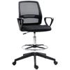 Drafting Chair, Ergonomic Tall Office Chair with Mesh Back, Lumbar Support, Adjustable Height and Foot Ring, Swivel Wheels, for Standing Desk, Black