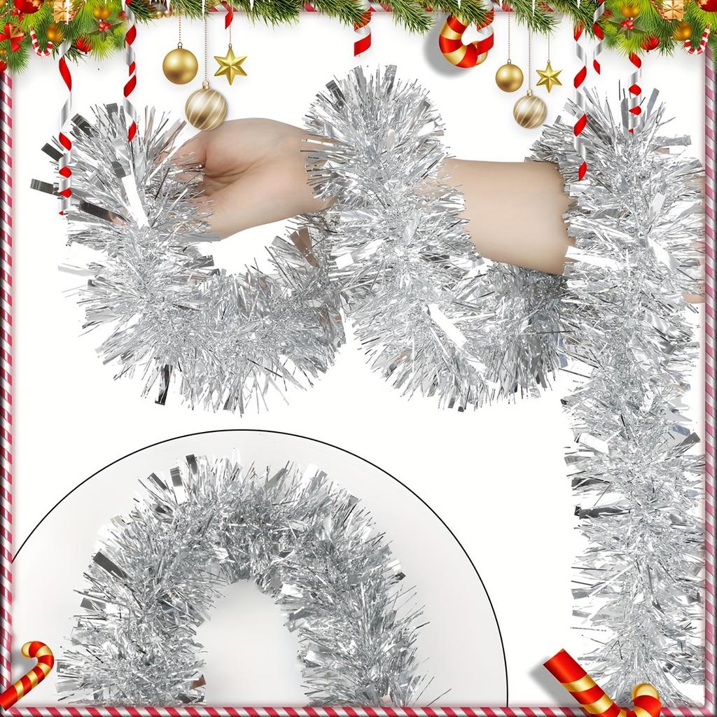 2M Christmas Decoration Garland Xmas Tree Ornaments Sparkling Metal Ribbon For Xmas Hanging Pendant Decor Party New Year Wedding