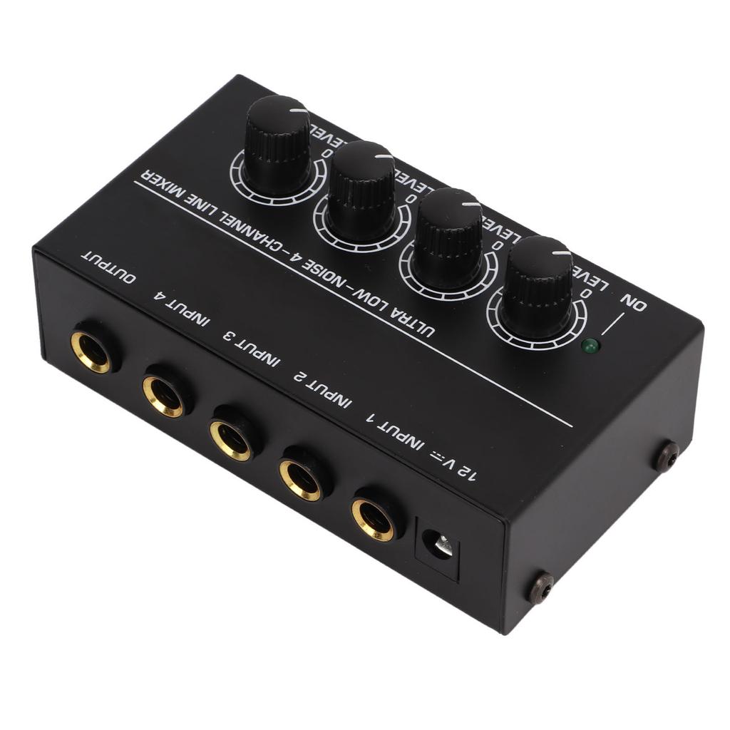 4 Channel Line Mixer Ultra Low Noise Mono Analog Audio Mixers 1 4in TS