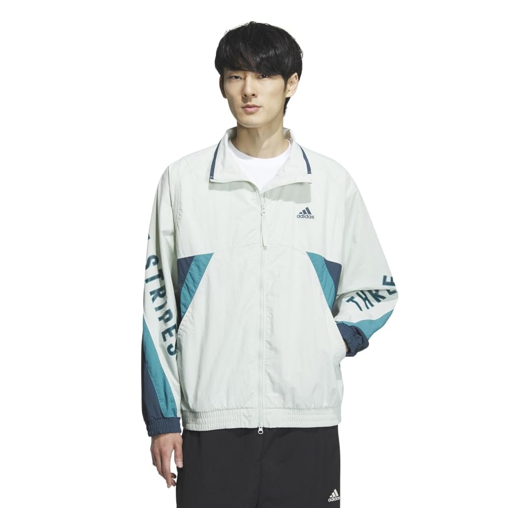 Adidas JSY33 Linen Green Jersey Top with Oversized Jacket Size M Men's Wording, Fit, Full-Zip (IS5148),