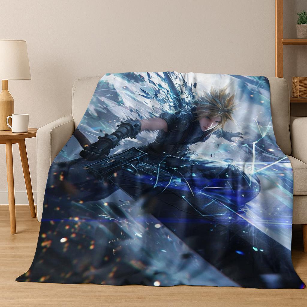 Cartoon Final Fantasy Sephiroth Cloud Tifa Game Flannel Blanket,Warm and Cozy Soft Throw Blanket for Home Bedroom Bed Sofa Kid