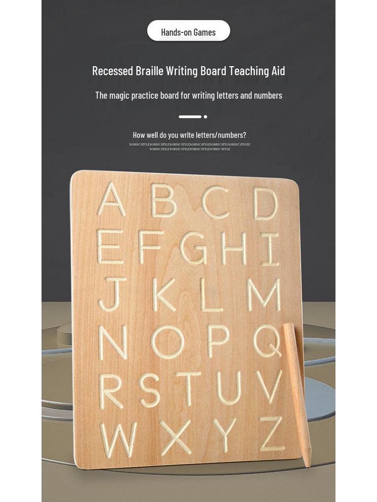 Montessori Wooden Toy: Double-Sided Grooved Calligraphy & Letter Number Board for Early Childhood Education