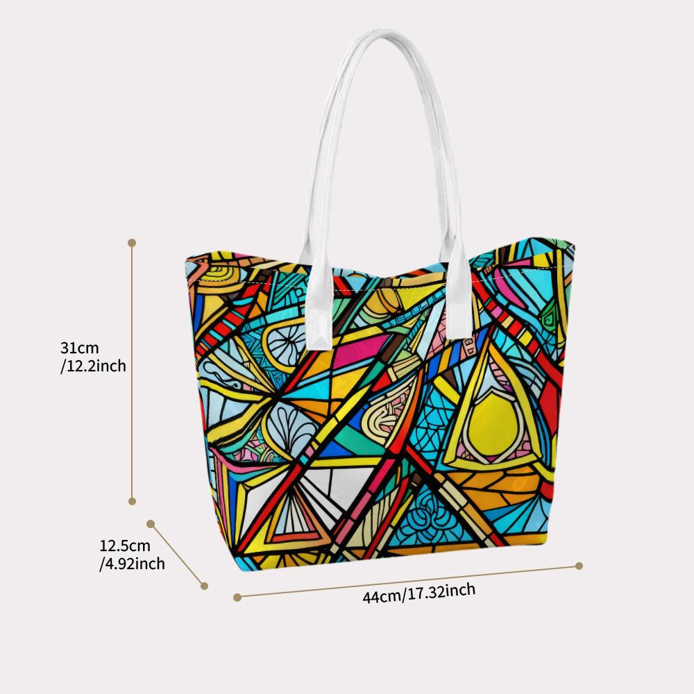 Vibrant Geometric Tote Bag Trendy Artistic Casual Shopping Shoulder Bag for Daily Use