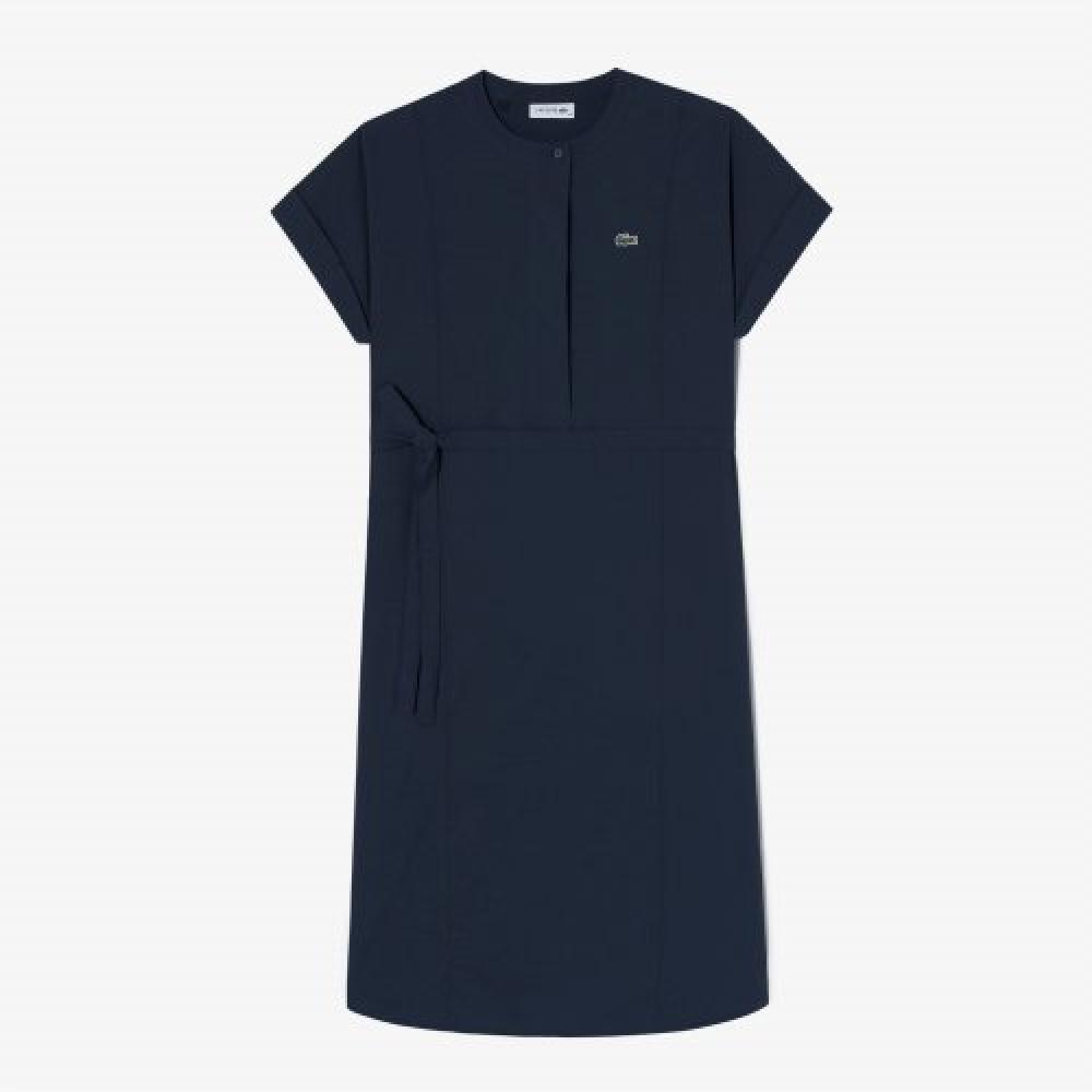 

LACOSTE Женское платье-рубашка с круглым вырезом и короткими рукавами [Темно-синий]