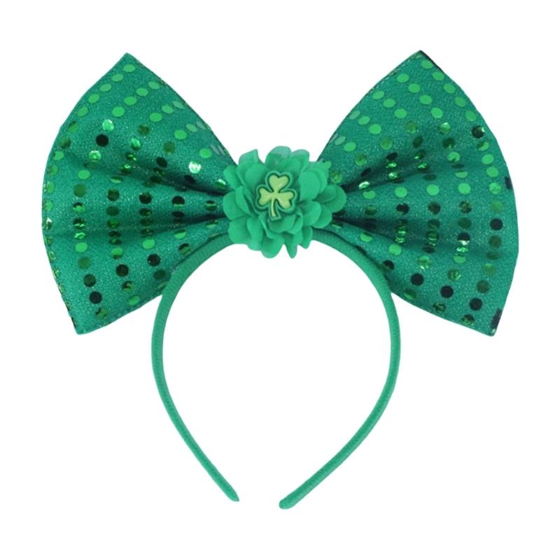Irish Leprechaun Bowknot Hair Hoop Fashion Statement Karaoke Party Leprechaun for Irish Day Stage Photo Props