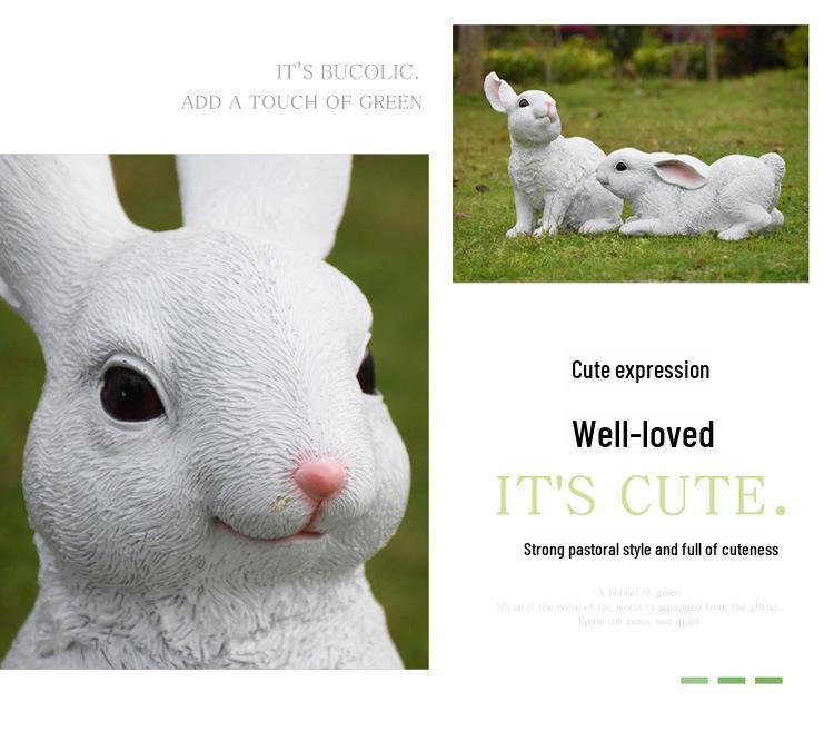 Outdoor Garden Resin Rabbit Figurines: Decorative Simulation Animals