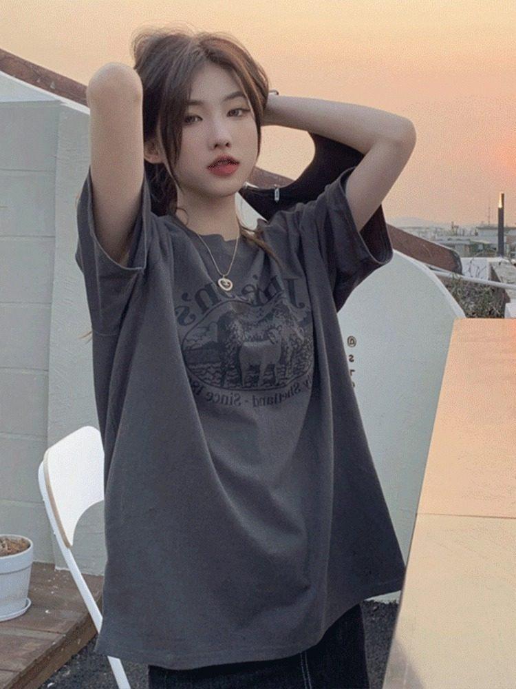 Plus Size European Style Short Sleeve T-shirt for Women - Oversized Loose Fit Summer Top