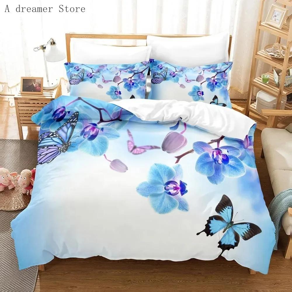 Gold Butterfly Luxury Black Bedding Set Single Twin Double Queen King Cal King Size Bed Linen Set