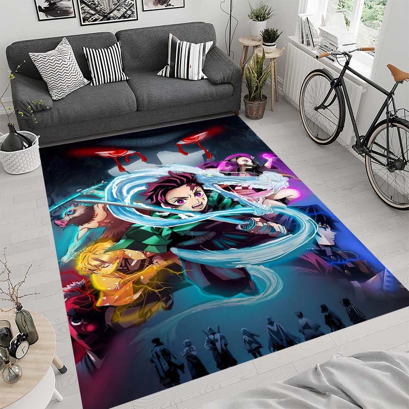 Anime-themed Kamado Nezuko Kimetsu No Yaiba Rug, Suitable for Playrooms, Bedrooms, Living Rooms, Sofas, and Other Home Décor;