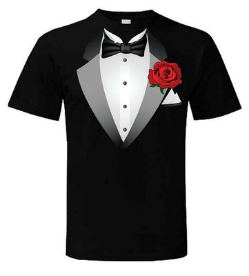 Camiseta Unissex Smoking Fantasia Festa de Despedida de Solteiro Tux Solteiro