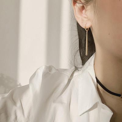 Long Strip Hoop Earrings for Women French Gold Silver Waterdrop Earrings Jewelry New