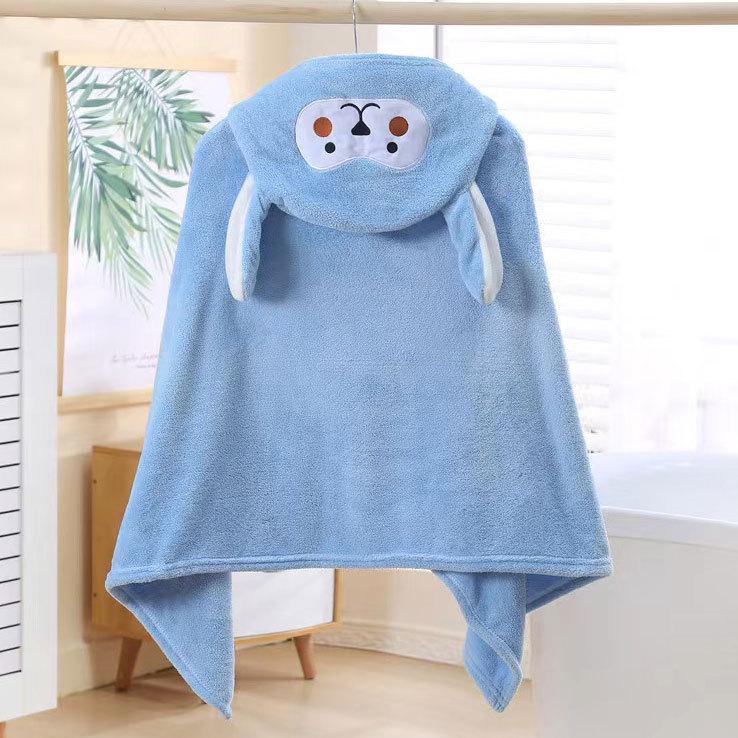 Baby Hooded Bath Robe Coral Fleece Soft Absorbent Kids Bath Cape 70x140cm