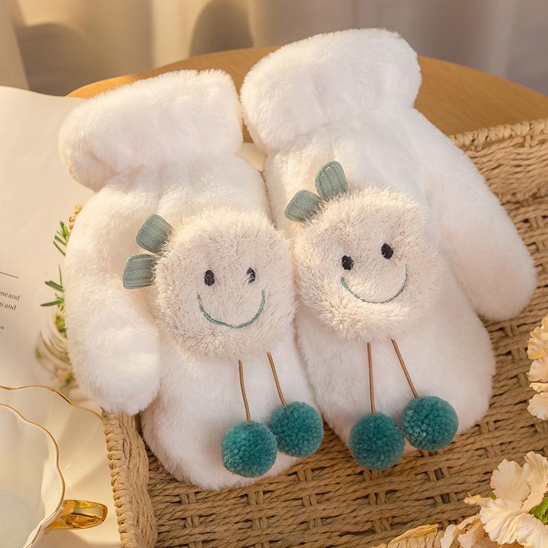 

Уличные плюшевые перчатки-митенки на шею для верховой езды, женские зимние утолщенные теплые студенческие с пальцами, от холода и влаги, зимние горячие модели