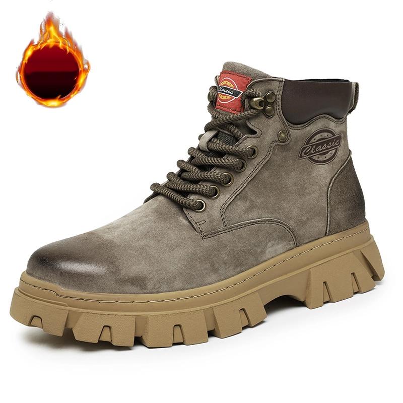 

Fashion Genuine Leather Male High Quality Men s Low Top Boots Leather for Men Motorcycle Boot Lace-Up Work Outdoor Short Ankle Boots 39