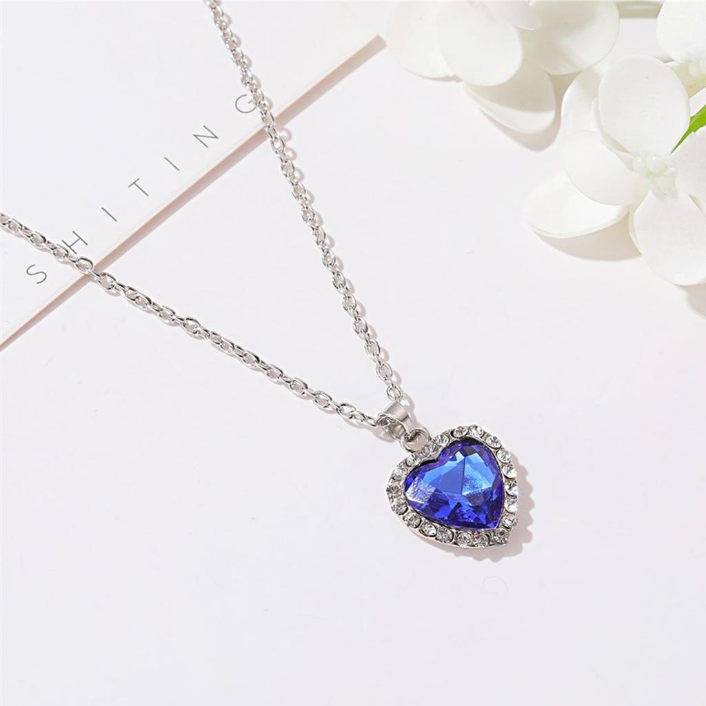 Titanic Crystal Gemstone Love Necklace With Classic Ocean Heart Charm