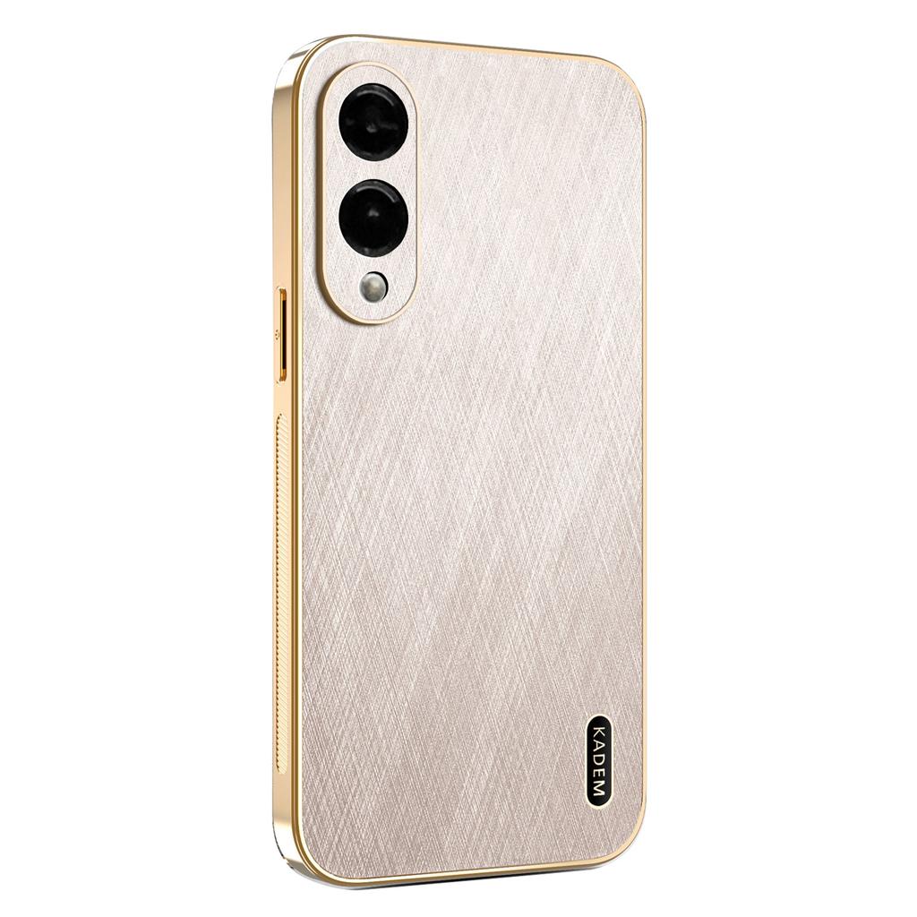 KADEM For Samsung Galaxy S25 Edge Case Electroplating Silk Texture PU+TPU Phone Back Cover