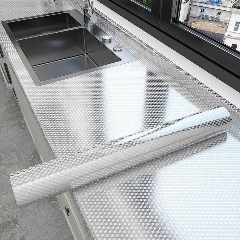 Kitchen Oil-proof Waterproof Stickers Anti-fouling High-temperature Aluminum Foil Self-adhesive Wallpaper Stove Cabinet Stickers