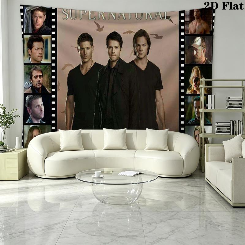 Supernatural Poster Wall Tapestry Aesthetic Wall Hanging Printed Fabric Blanket Decorative Tapestries for Bedroom Living Room Home Decor