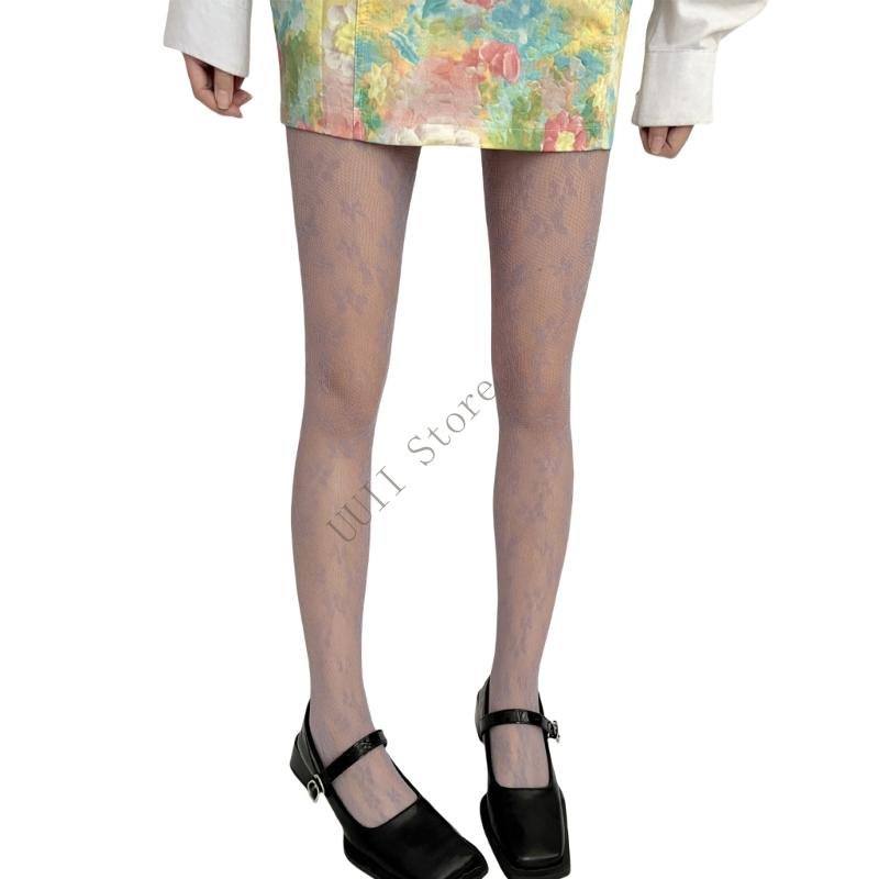 Women'S Vintage Small Flower Patterned Tights High Waist Multicolor Mesh Pantyhose Floral Stockings Hosiery