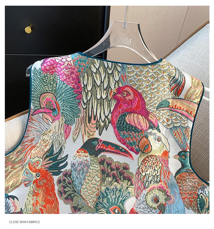 Nová etnická výšivka s výstřihem do V brokátový vestový kardigan