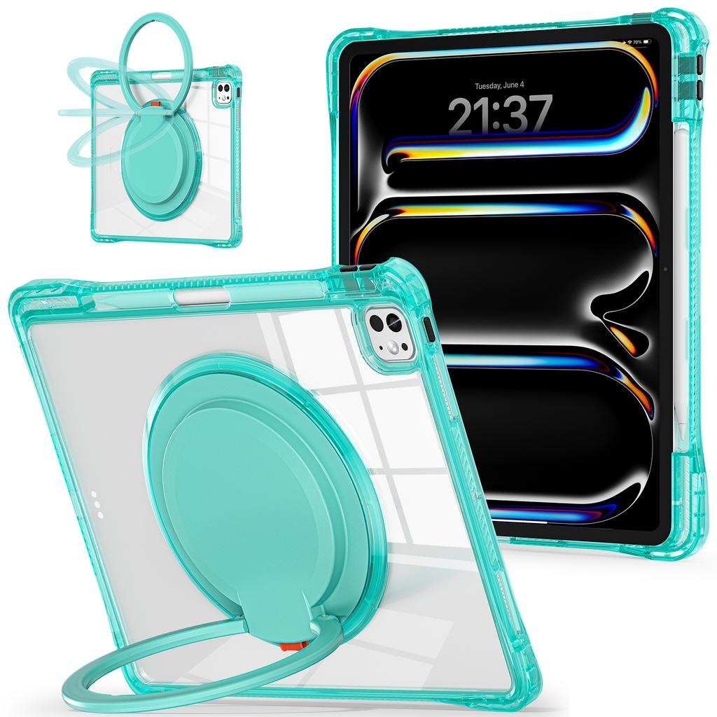 For iPad Pro 13 (2024) Case Rotary Kickstand PC+TPU+Acrylic Tablet Cover
