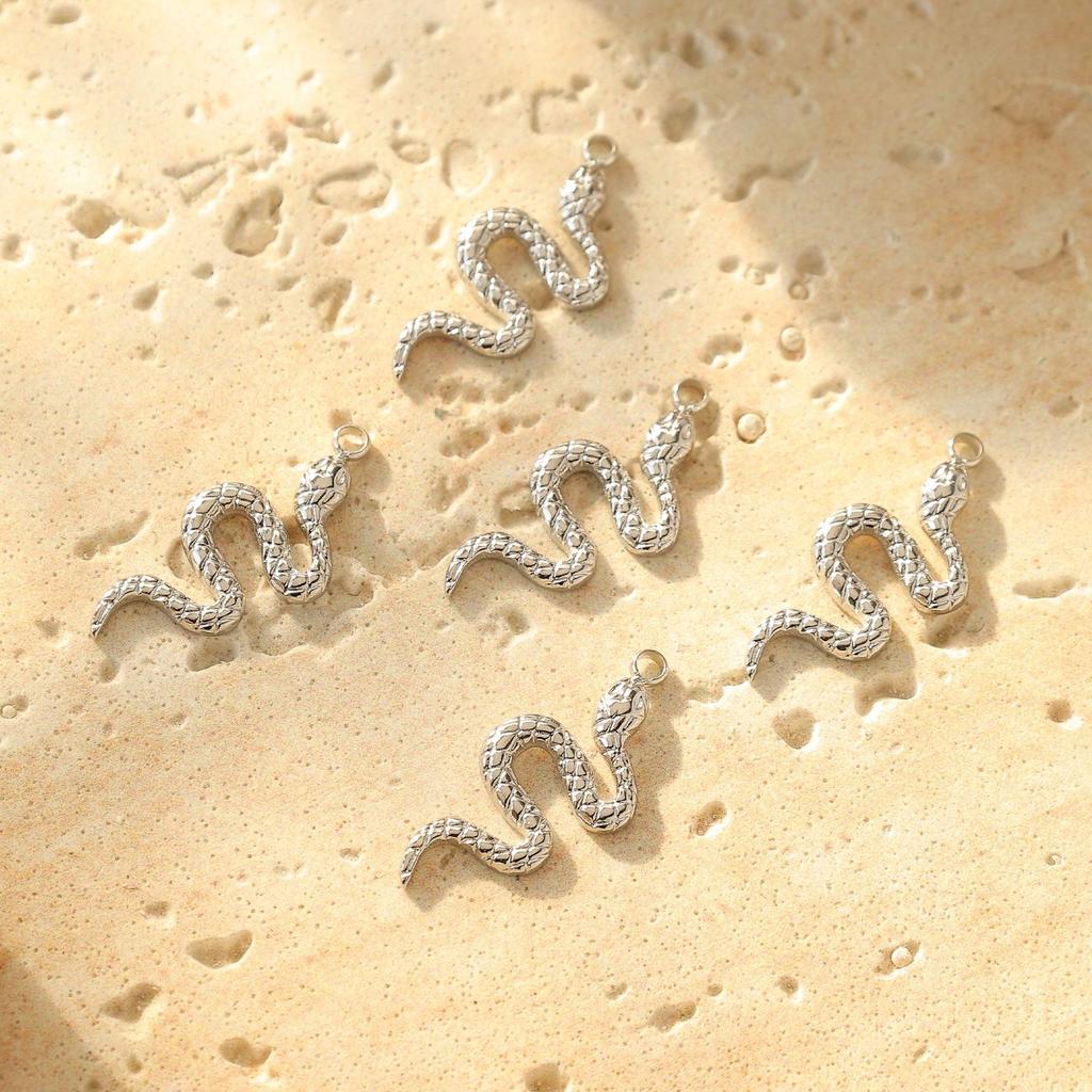 3pcs Stainless Steel Snake Charms DIY Pendant for Necklace Bracelet Earring Zircon Making Punk Animal Accessories Wholesale