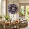 Lifelike Artificial Lavender Wreath Vivid Colors Fresh Lavender Floral Wreath Plastic Handmade Simulated Garland Porch Window