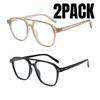2PACK Fashion Double Bridges Pilot Women Sunglasses Retro Rivets Men Trending Gradient Sun Glasses Shades UV400