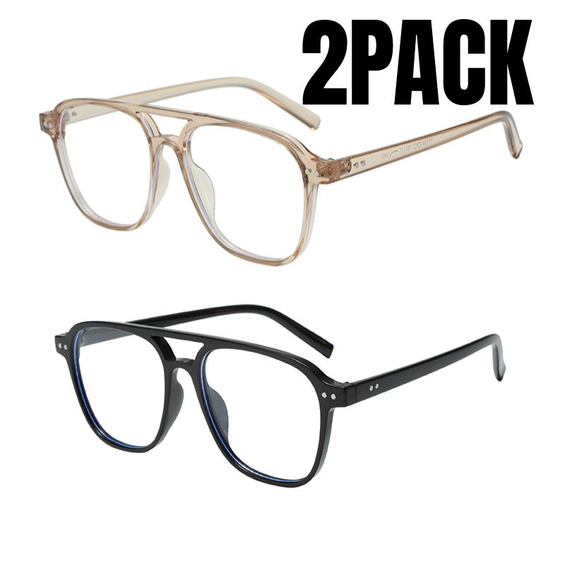 2PACK Fashion Double Bridges Pilot Women Sunglasses Retro Rivets Men Trending Gradient Sun Glasses Shades UV400