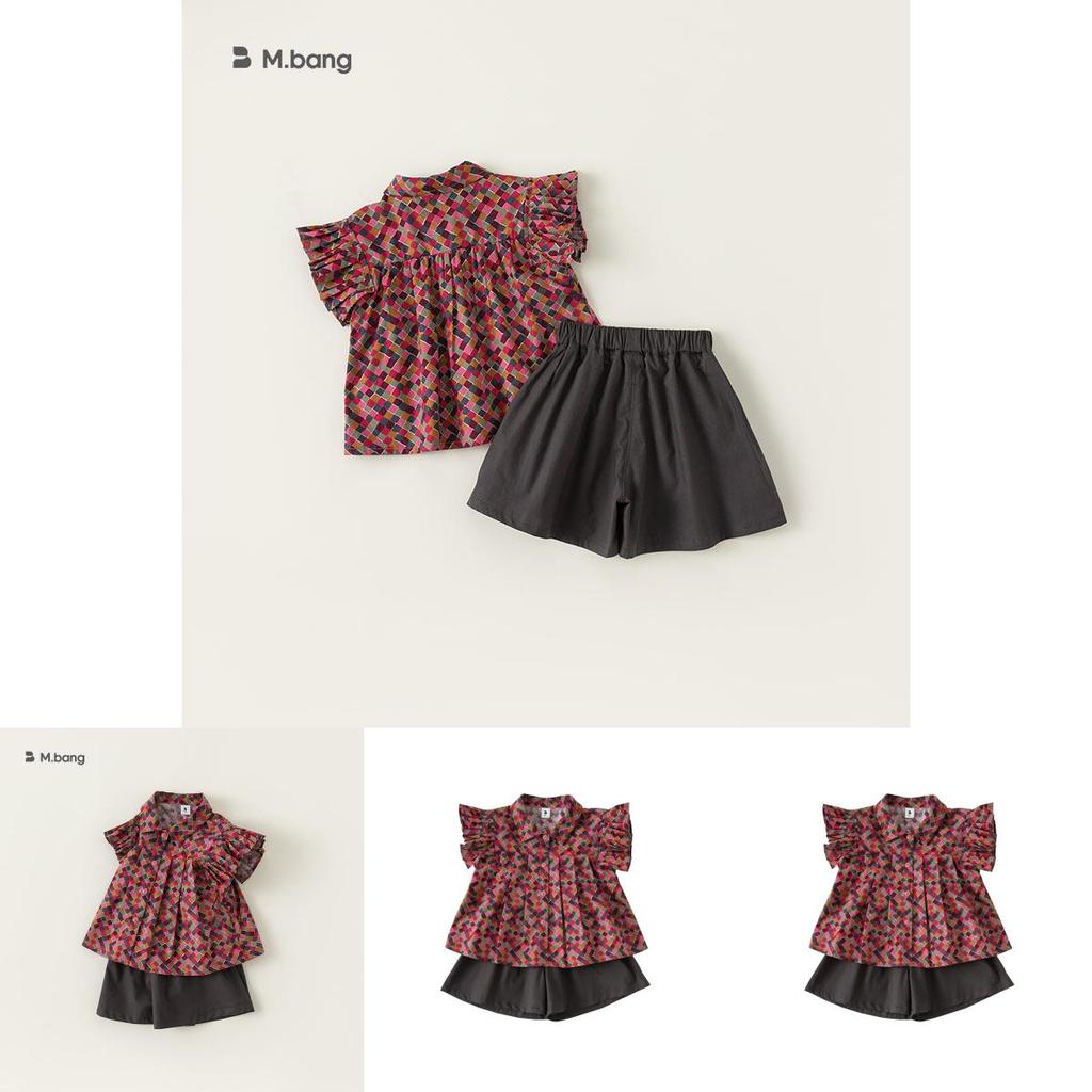 Girl Summer Cotton Plaid Twopiece Set With Short Sleeve Top And Shorts For Kids Age 3 To 8