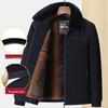 Men's Snow-Proof Chenille Jacket with Detachable Fur Collar and Ribbed Trim - Plus Velvet for Extra Warmth