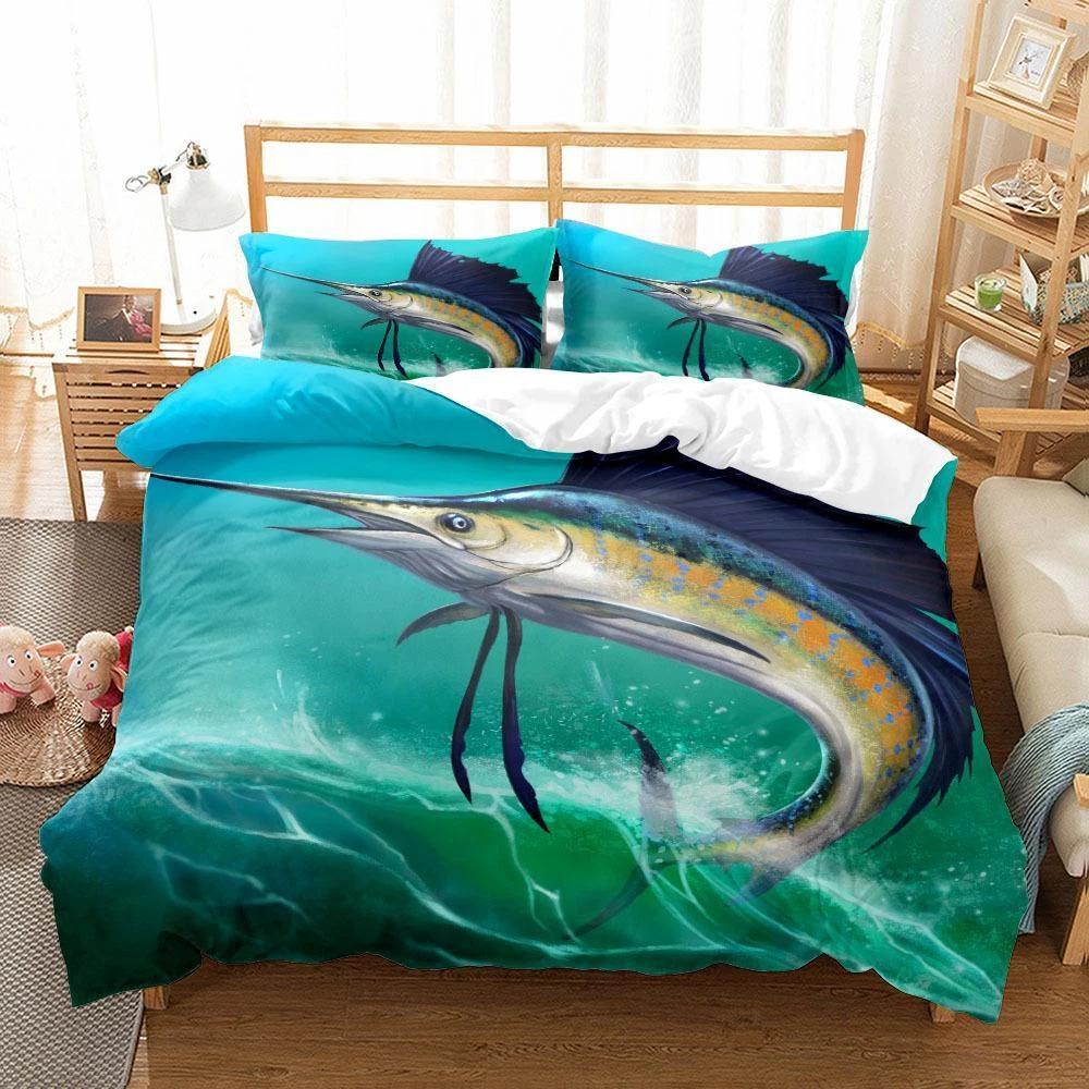 

Fishing Bedding Set Hunting Down Duvet Cover Queen King Single Duvet Cover Pillowcase 2/3pc Gift Soft Bedroom Decoration DE 100x135cm