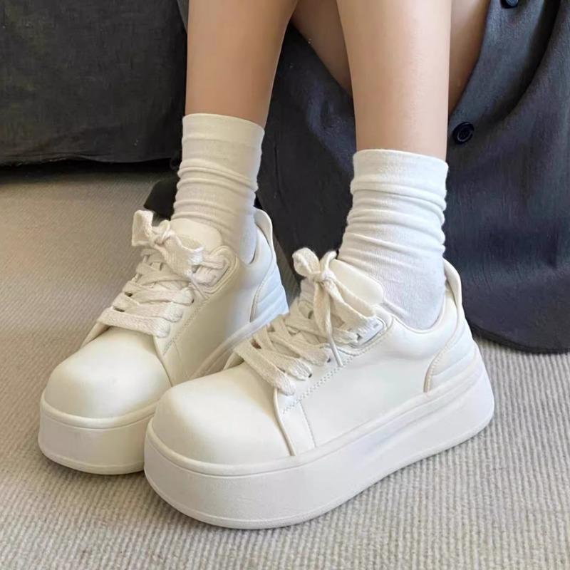 Soft cowhide~ Gu Qianqian mango head leather bread shoes women's thick-soled versatile casual little white shoes tide