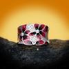 Ethnic Style Classical Rings for Women CopperColor Flower Metal Inlaid White Stones Ring Wedding Jewelry