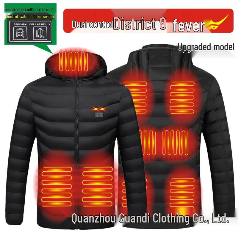 Veste en coton chauffante unisexe avec double contrôle intelligent, chauffage 11 zones, technologie portable, grande taille disponible