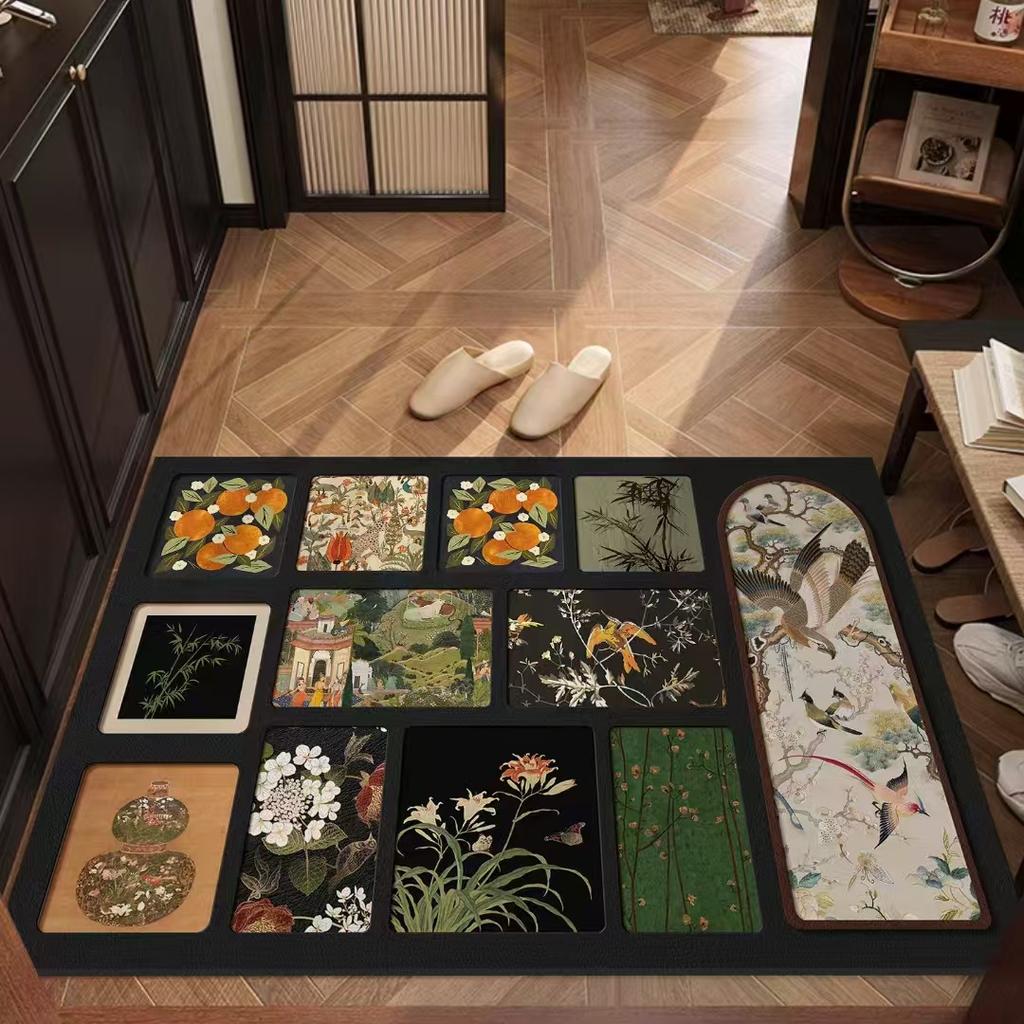 Vintage Light Luxury Floor Mat, Customizable Diatomaceous Earth Quick-Dry Mat, Entrance Door Mat, Bathroom Floor Mat