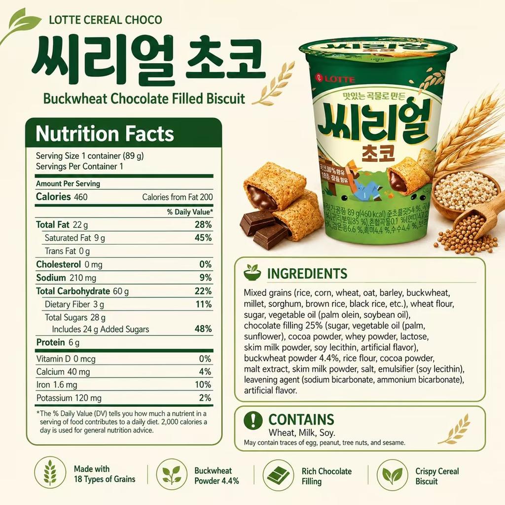 Lotte Buckwheat Compound Chocolate Coated Biscuits 89g