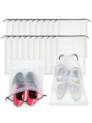 Transparent Storage Bags, Portable Travel Shoe Bags, Waterproof Shoe Bags, Drawstring Shoe Organizers