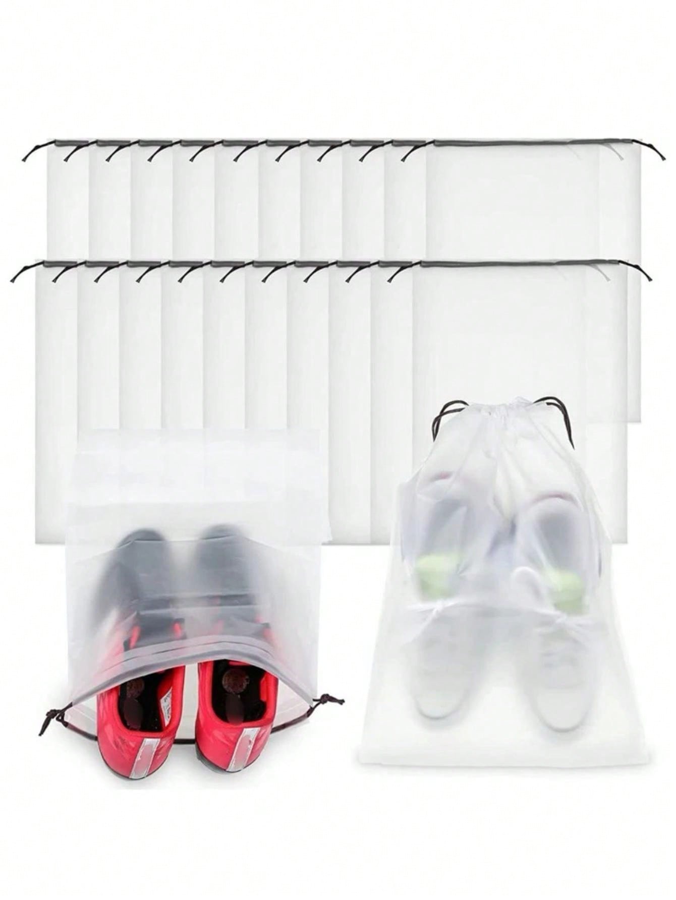 Transparent Storage Bags, Portable Travel Shoe Bags, Waterproof Shoe Bags, Drawstring Shoe Organizers чистый