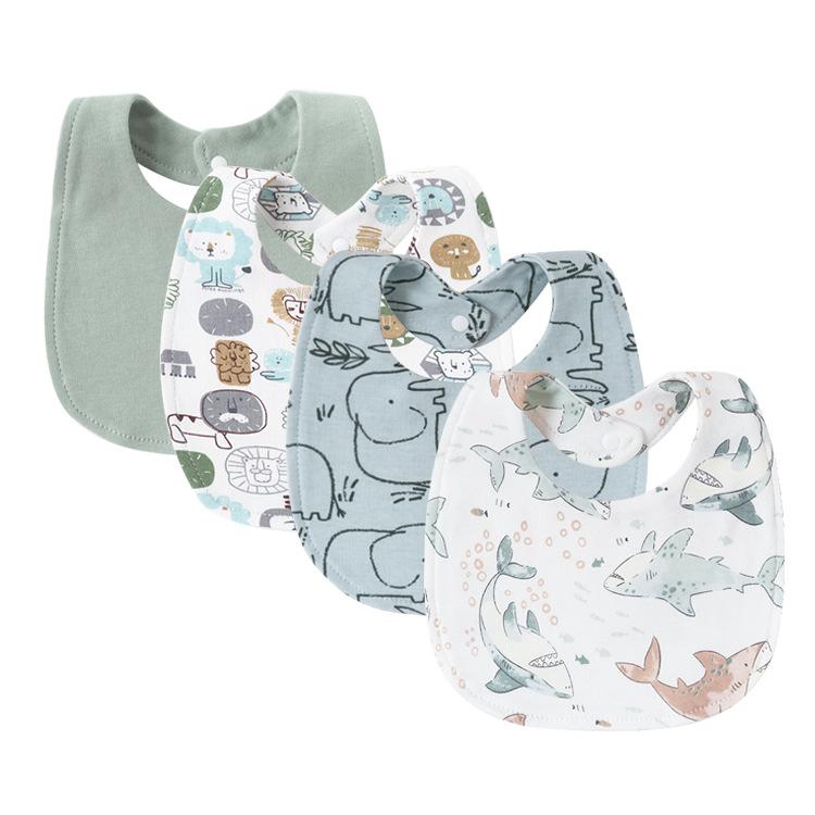 Newborn Baby Bibs Pure Cotton Double Layer Drool Bibs High Absorbency Burp Cloths For Infants Toddlers Soft Skin Friendly