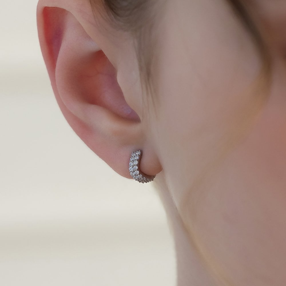 (925 Silver) Luster Curve Hoop Earrings Ec3206
