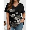 Fashion Women's V-Neck Short Sleeve 3D Casual Color Printing Casual Short Sleeve V-Neck T-Shirt