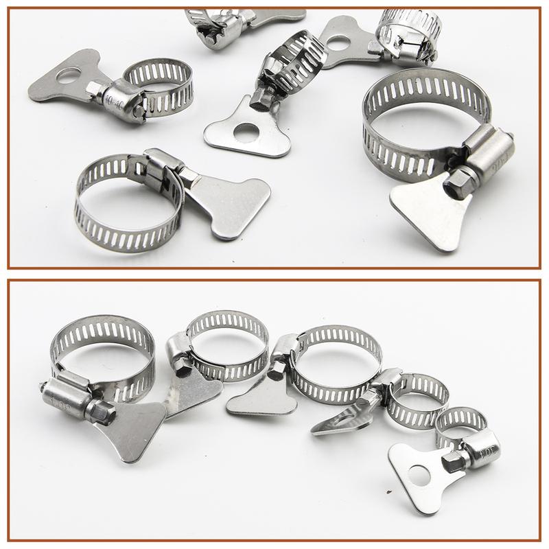 HSLSLS 2-10pcs Worm Gear Hose Clamp 6-95mm Adjustable Key Clamp Hose Clip Stainless Steel for Water Pipe Automotive Mechanical